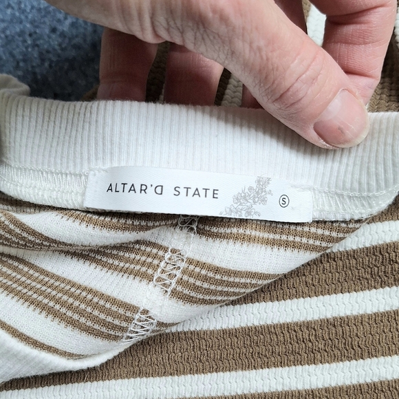 ALTAR'D State "Lana Striped Boxy Top" Cropped,  Small Style#RE11188ST - Picture 2 of 12